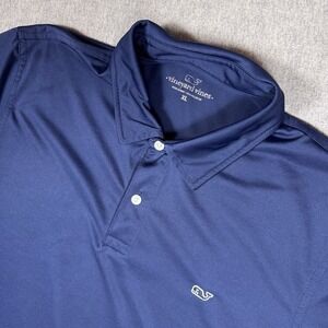 VINEYARD VINES Polo Shirt Mens XL Blue Solid Golf Performance Lightweight Top